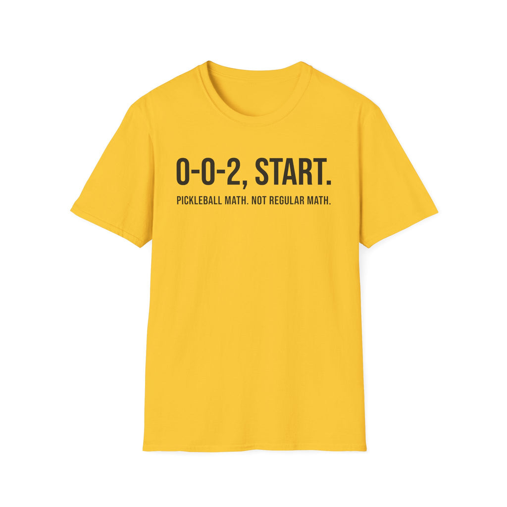 T-Shirt "0-0-2, START. — Pickleball Math"